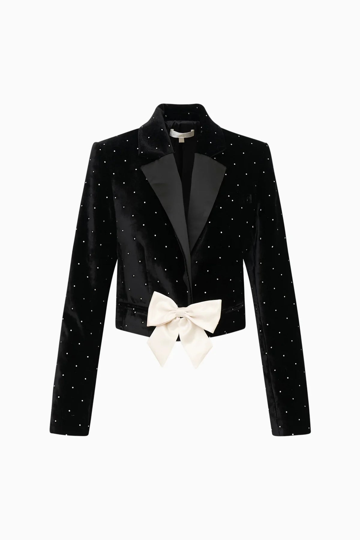 LoveShackFancy Orlisa Cropped Velvet Blazer - Black