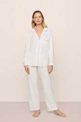 Eberjey Gisele Printed Long PJ Set - Summer Daisy White / Pale Mauve