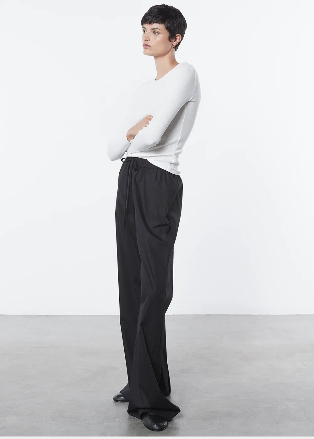 Enza Costa Poplin Resort Pant - Black