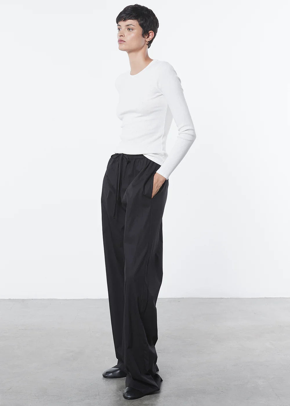 Enza Costa Poplin Resort Pant - Black