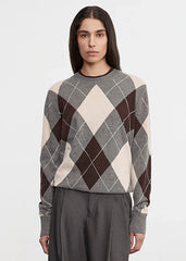 Enza Costa Knit Cashmere Argyle Sweater - Argyle