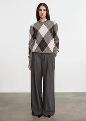 Enza Costa Knit Cashmere Argyle Sweater - Argyle