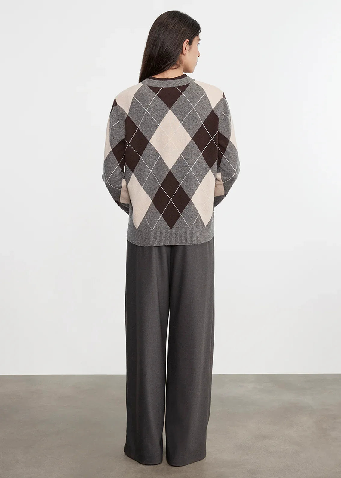 Enza Costa Knit Cashmere Argyle Sweater - Argyle