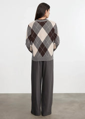 Enza Costa Knit Cashmere Argyle Sweater - Argyle