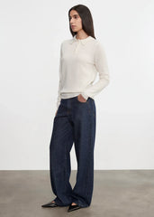 Enza Costa Knit Cashmere Polo Sweater - Chalk