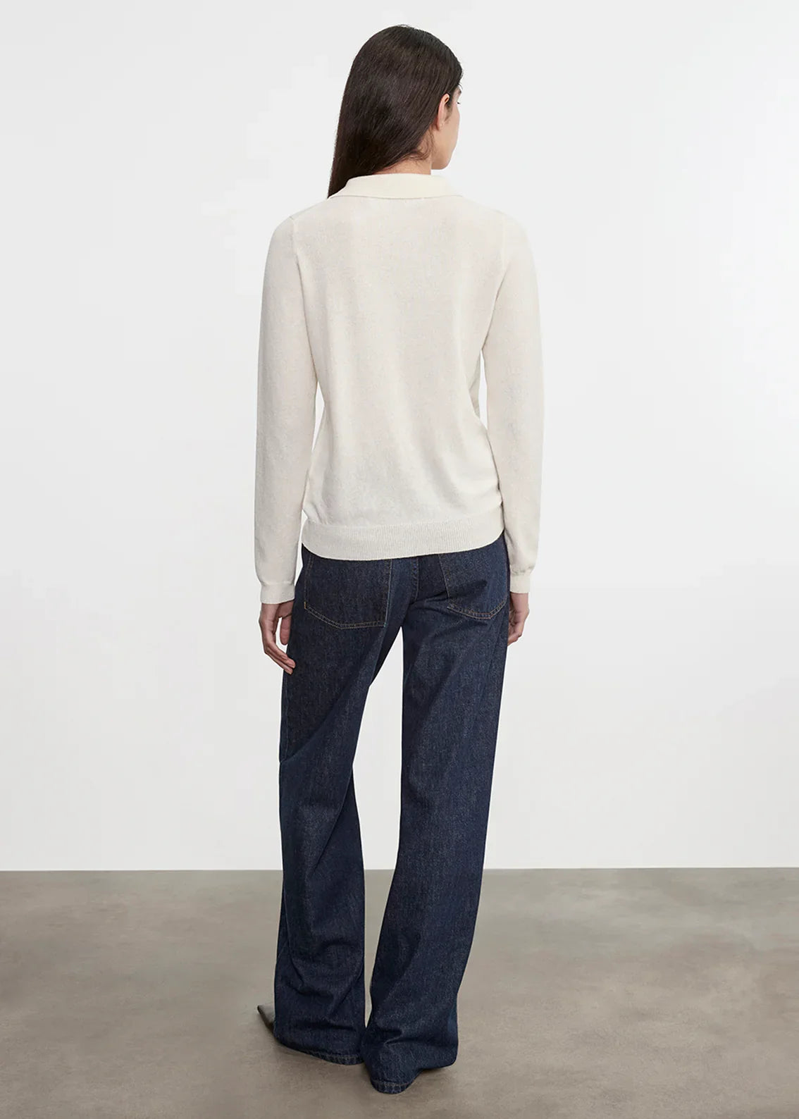 Enza Costa Knit Cashmere Polo Sweater - Chalk