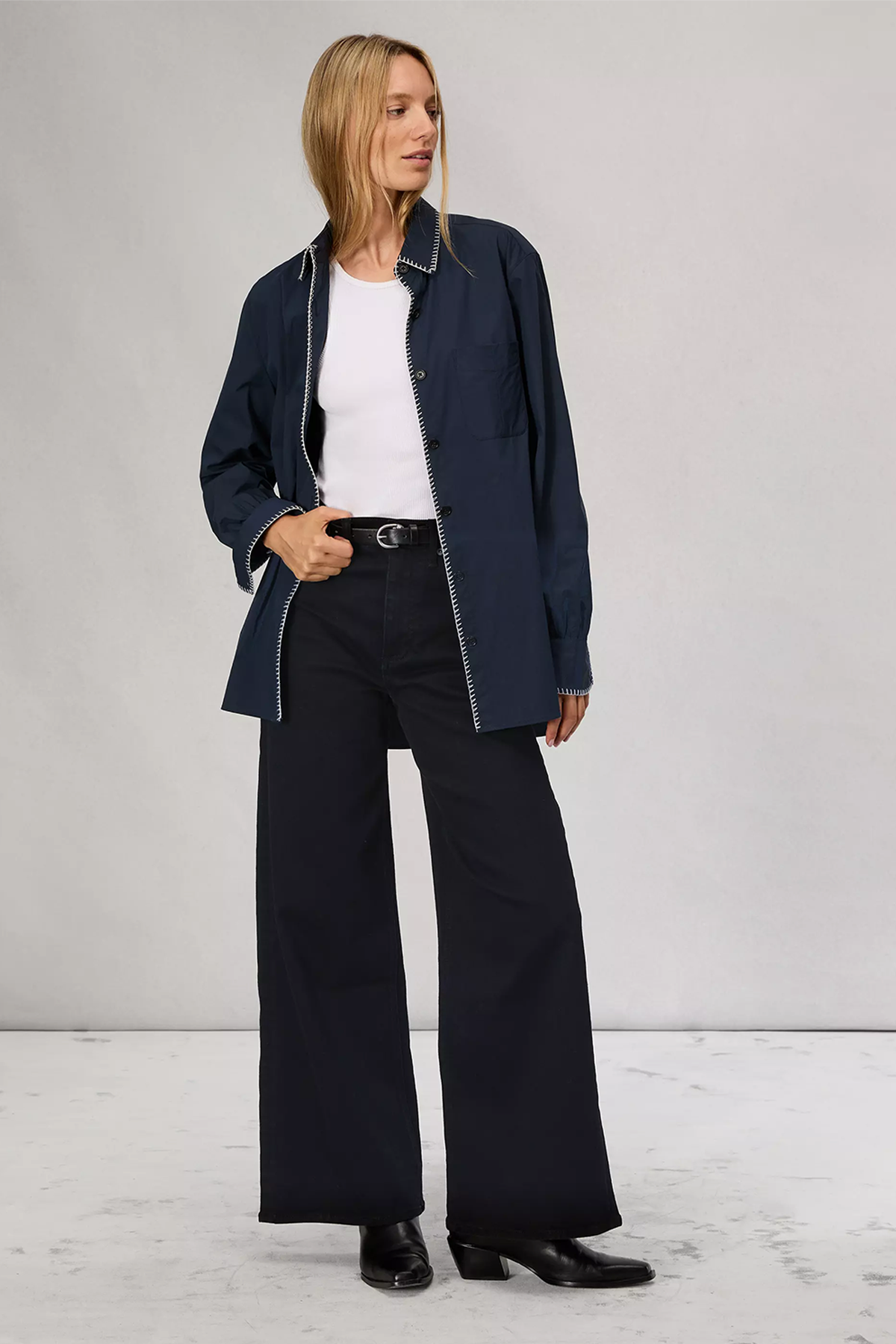 Rag & Bone Flexi Sofie High-Rise Ankle Wide Jeans - Black