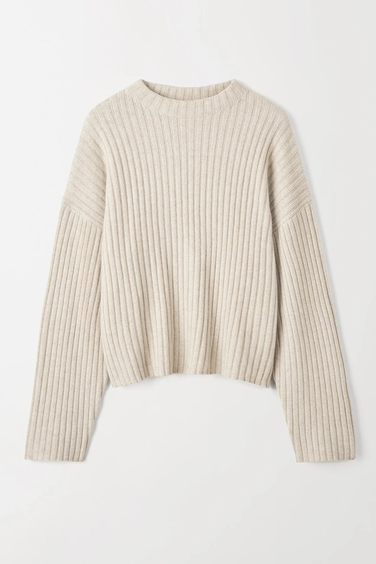 Soft Goat Ribbed O-neck - Natural Sand