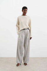 Soft Goat Ribbed O-neck - Feather White