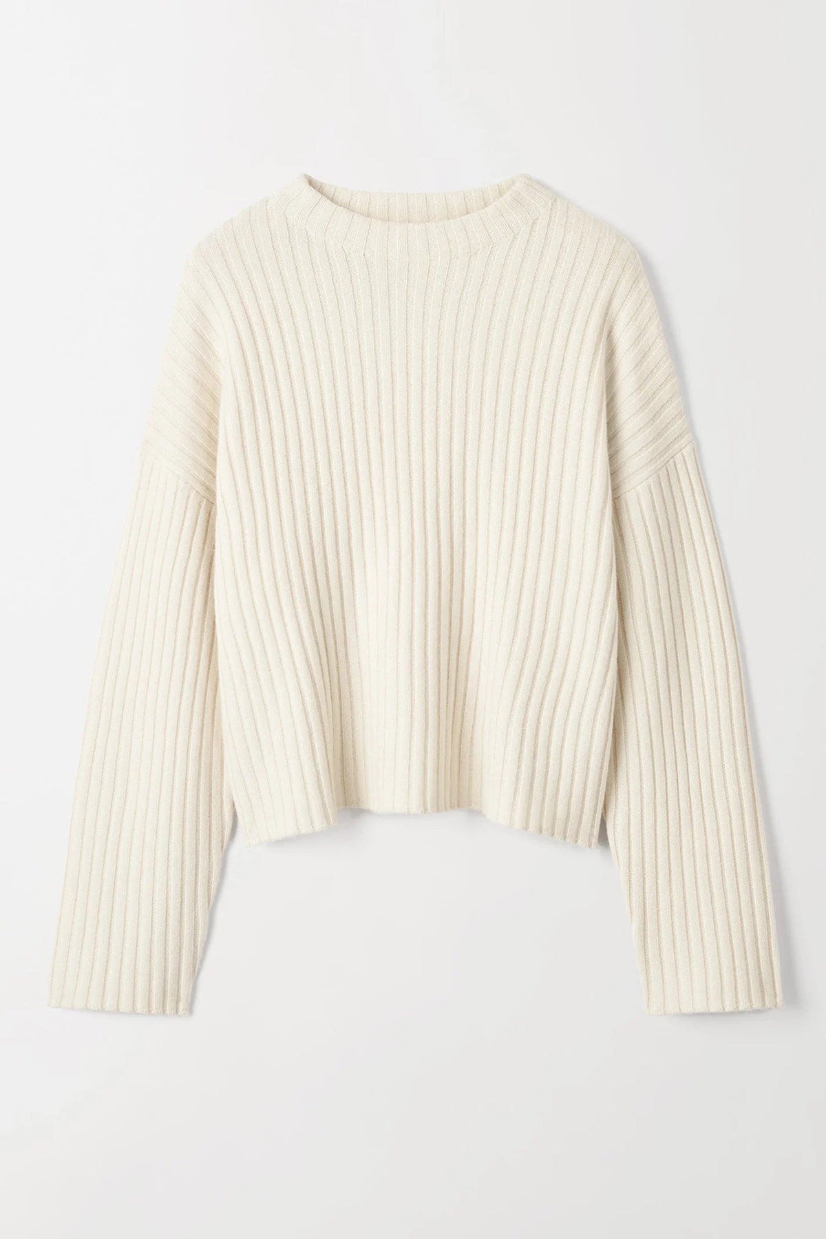 Soft Goat Ribbed O-neck - Feather White