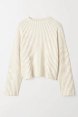 Soft Goat Ribbed O-neck - Feather White