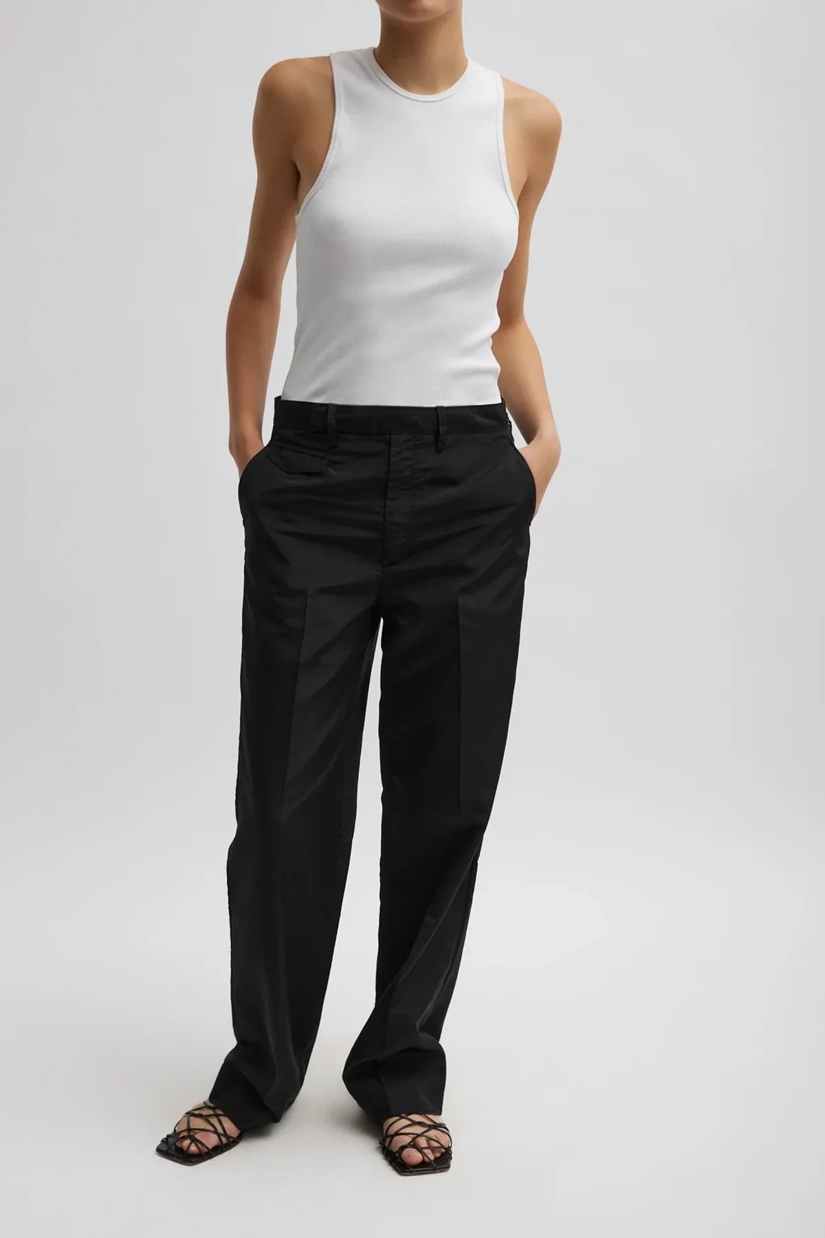 Tibi Ribbed T Tank - White