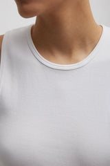 Tibi Ribbed T Tank - White