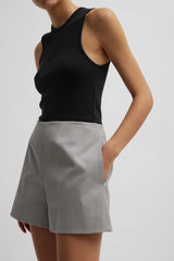 Tibi Ribbed T Tank - Black