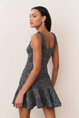 LoveShackFancy Sarajane Sequin Stretch Knit Mini Dress - Black