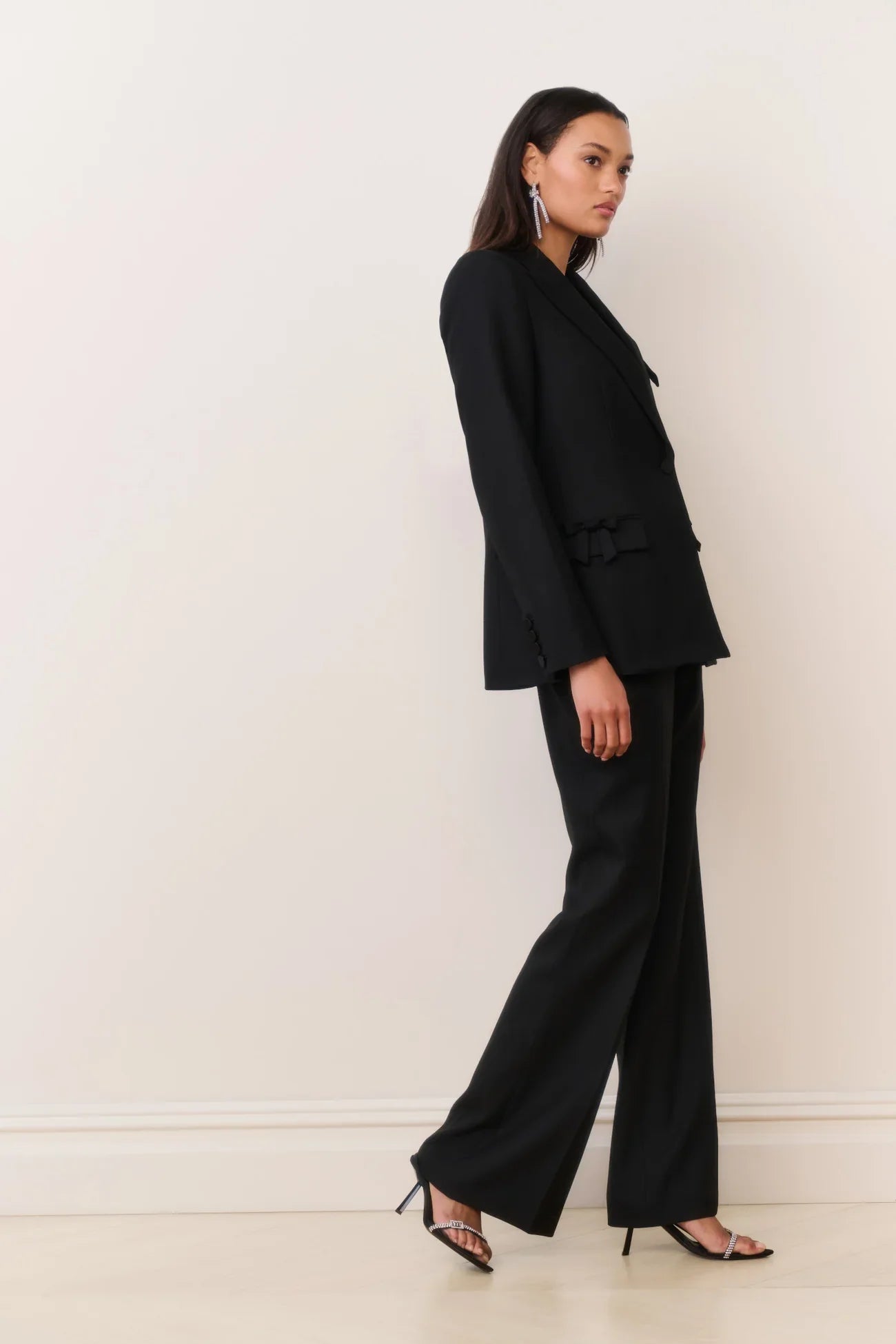 LoveShackFancy Shayne Bow-Embellished Blazer - Black
