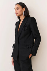 LoveShackFancy Shayne Bow-Embellished Blazer - Black