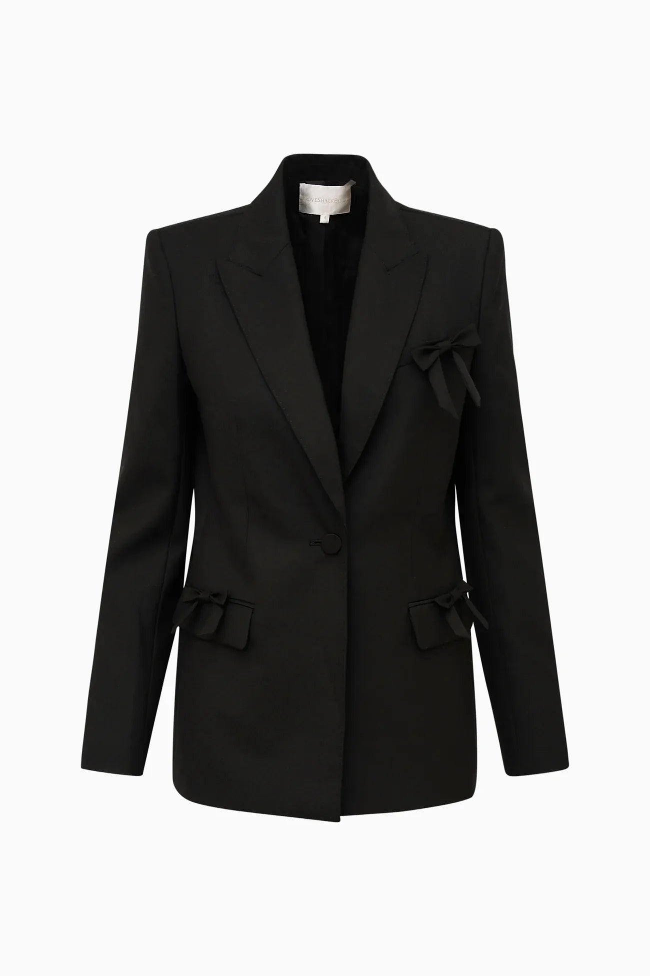LoveShackFancy Shayne Bow-Embellished Blazer - Black