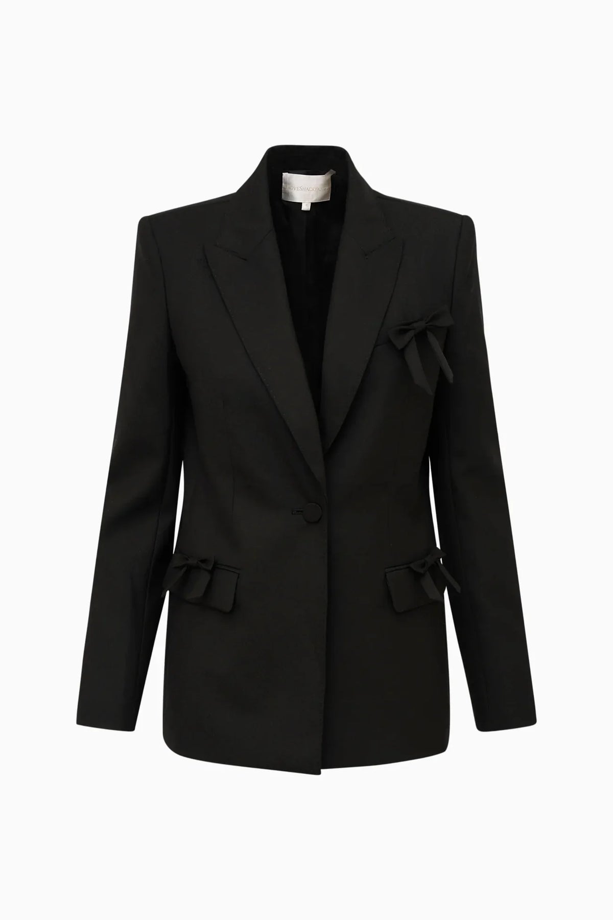 LoveShackFancy Shayne Bow-Embellished Blazer - Black