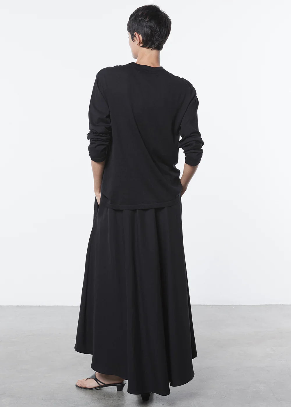 Enza Costa Silk Knit Easy Long Sleeve Tee - Black