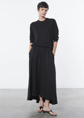 Enza Costa Silk Knit Easy Long Sleeve Tee - Black