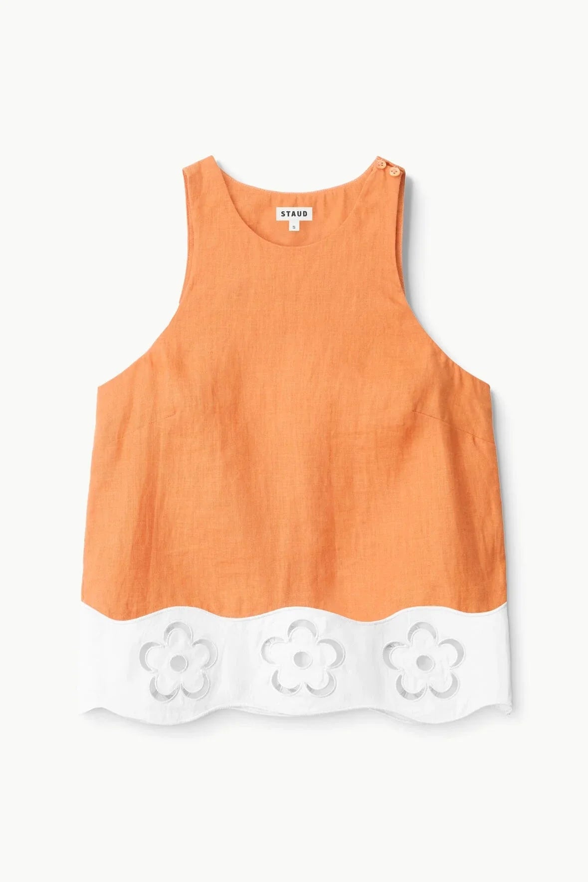 Staud Mika Linen Top - Apricot/ White