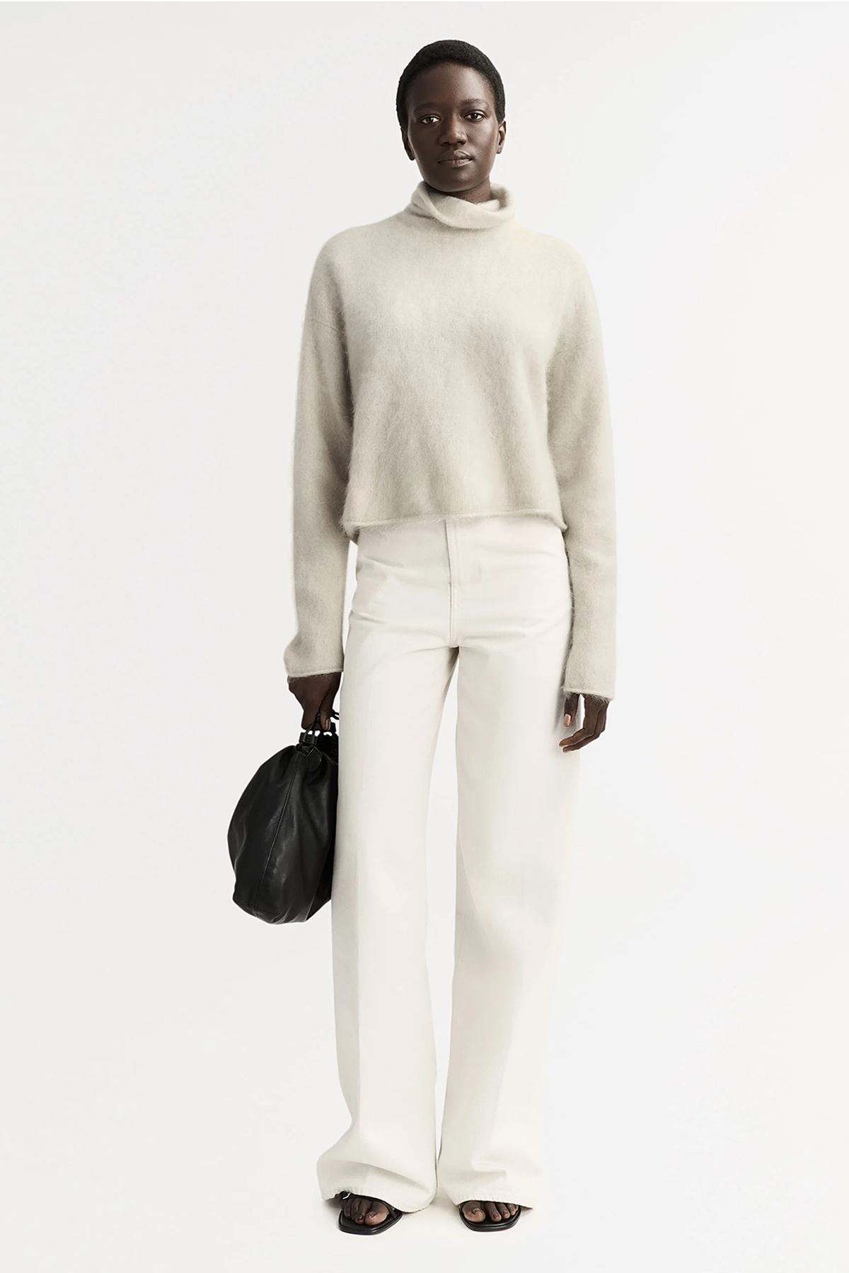 Soft Goat Brushed Turtleneck - Chalk