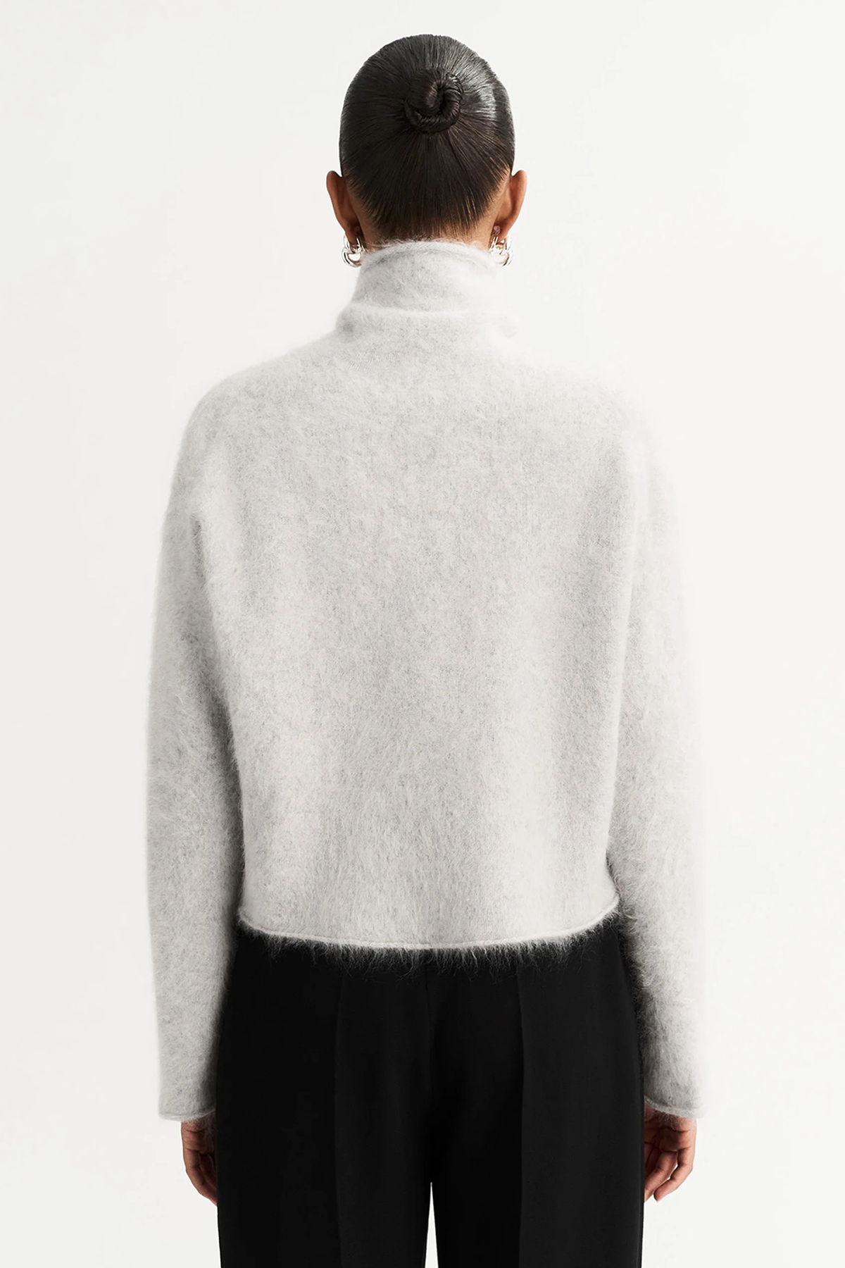 Soft Goat Brushed Turtleneck - Light Grey