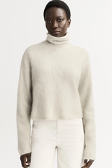 Soft Goat Brushed Turtleneck - Chalk