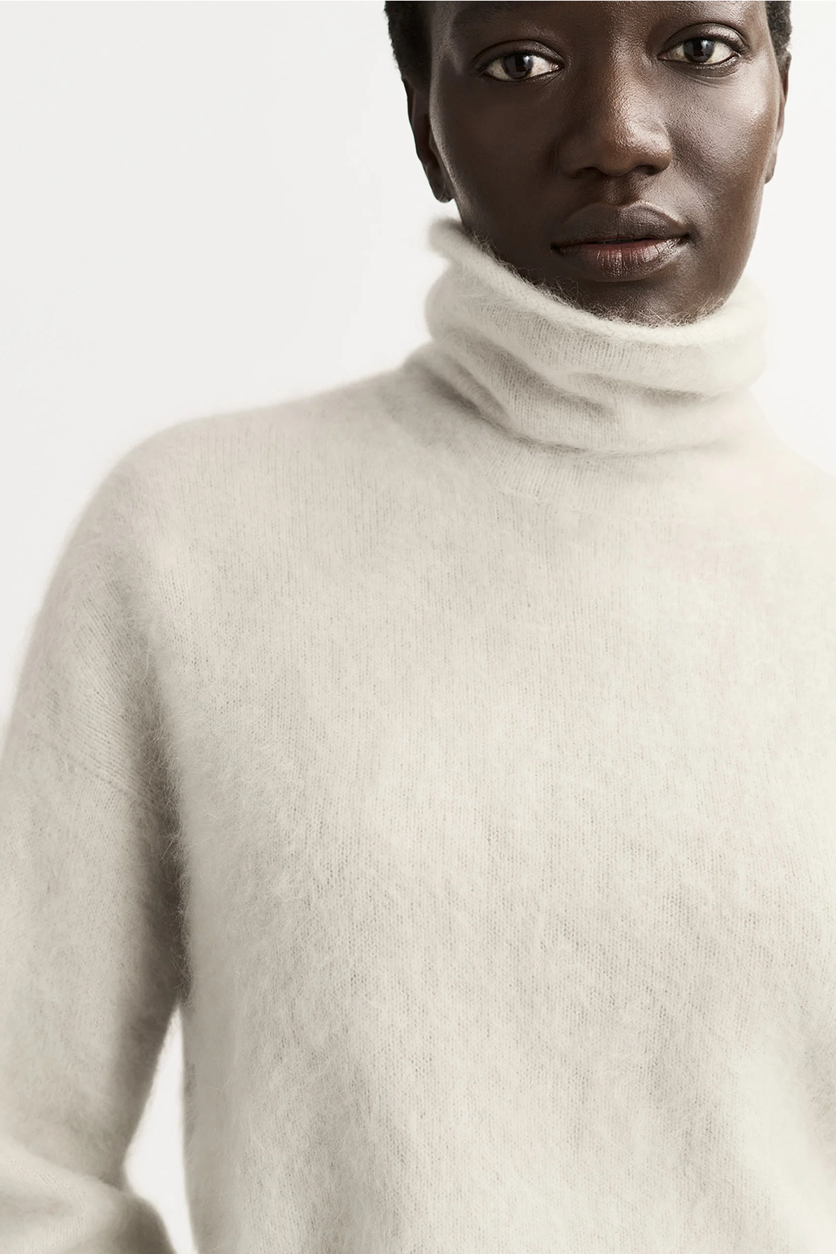 Soft Goat Brushed Turtleneck - Chalk