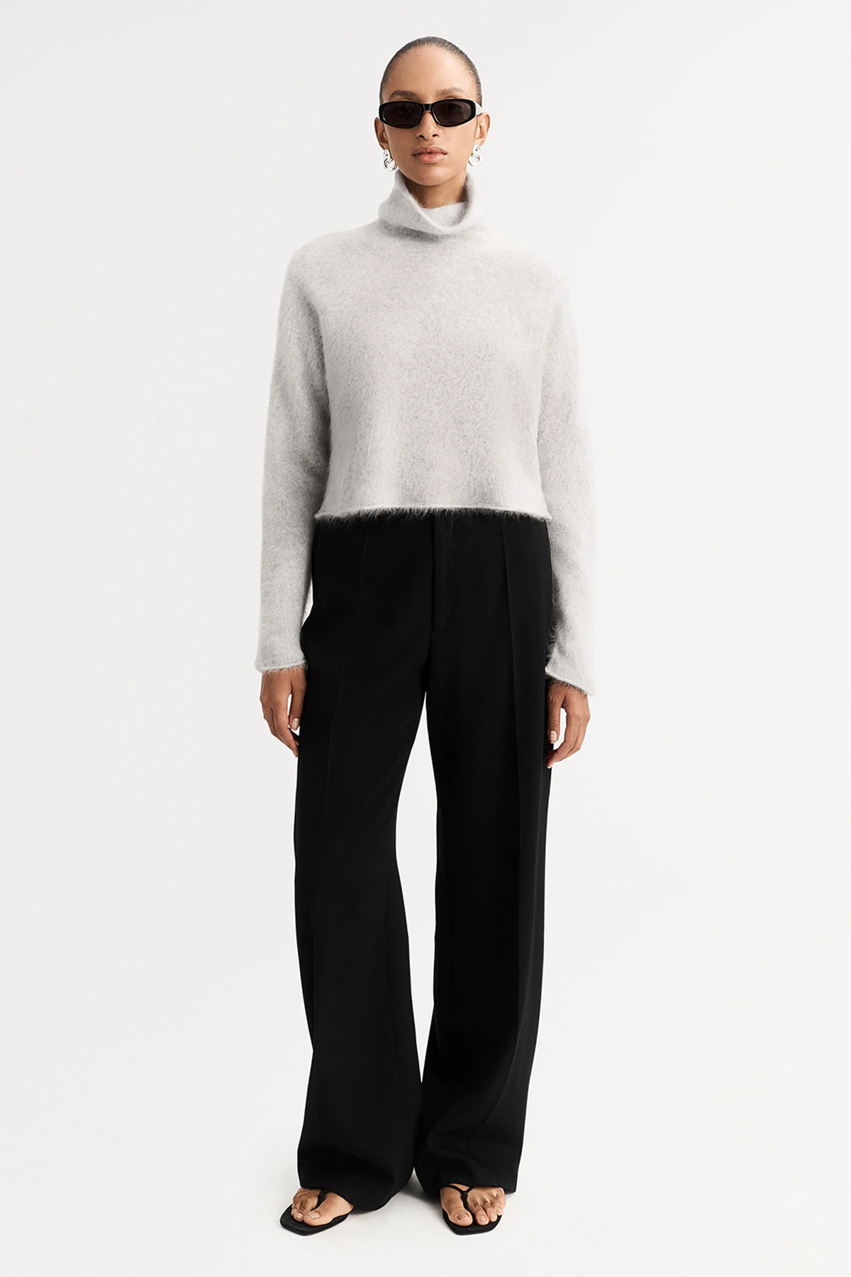 Soft Goat Brushed Turtleneck - Light Grey