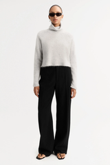 Soft Goat Brushed Turtleneck - Light Grey