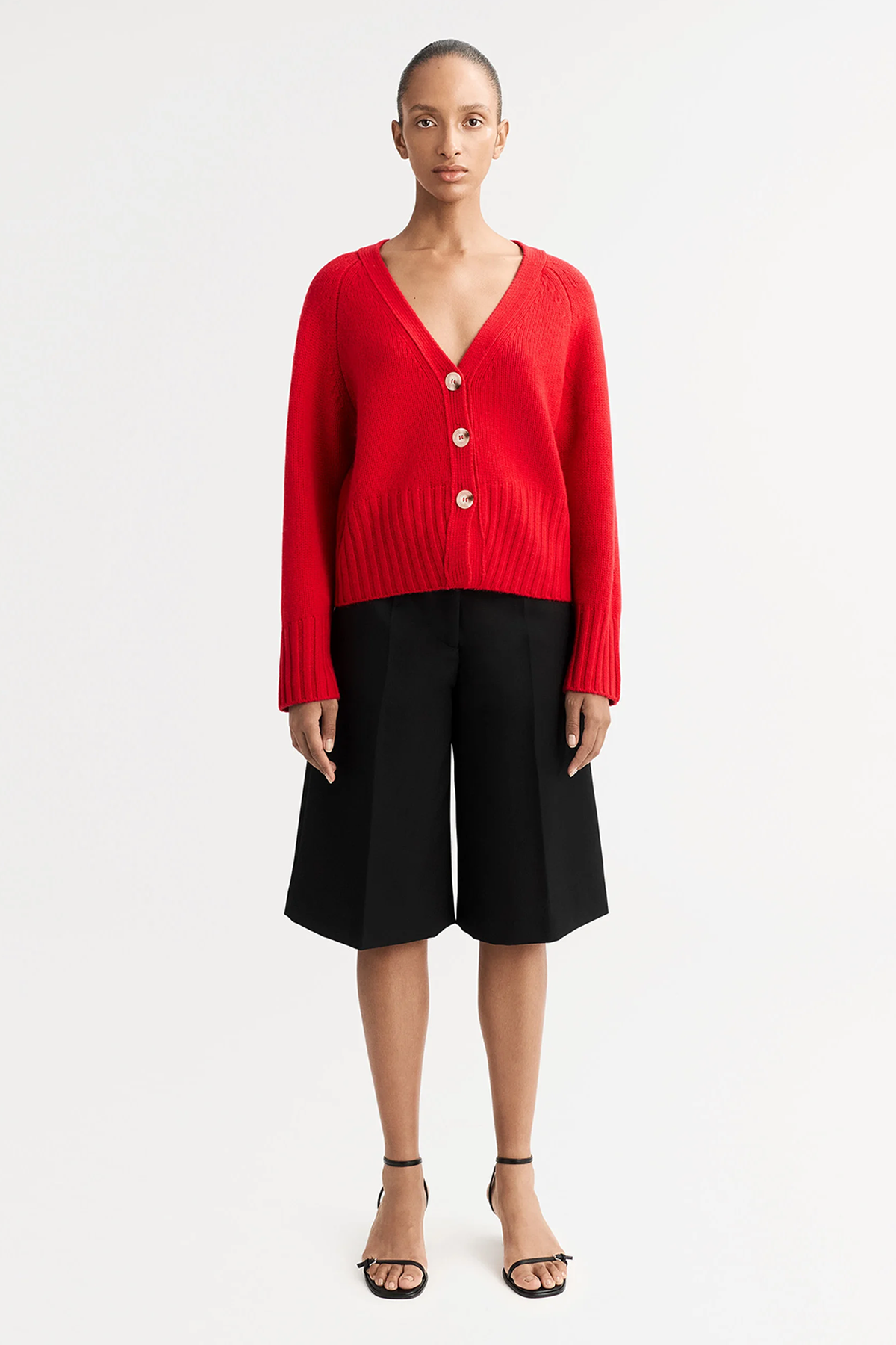Soft Goat V-Neck Cardigan - Rouge
