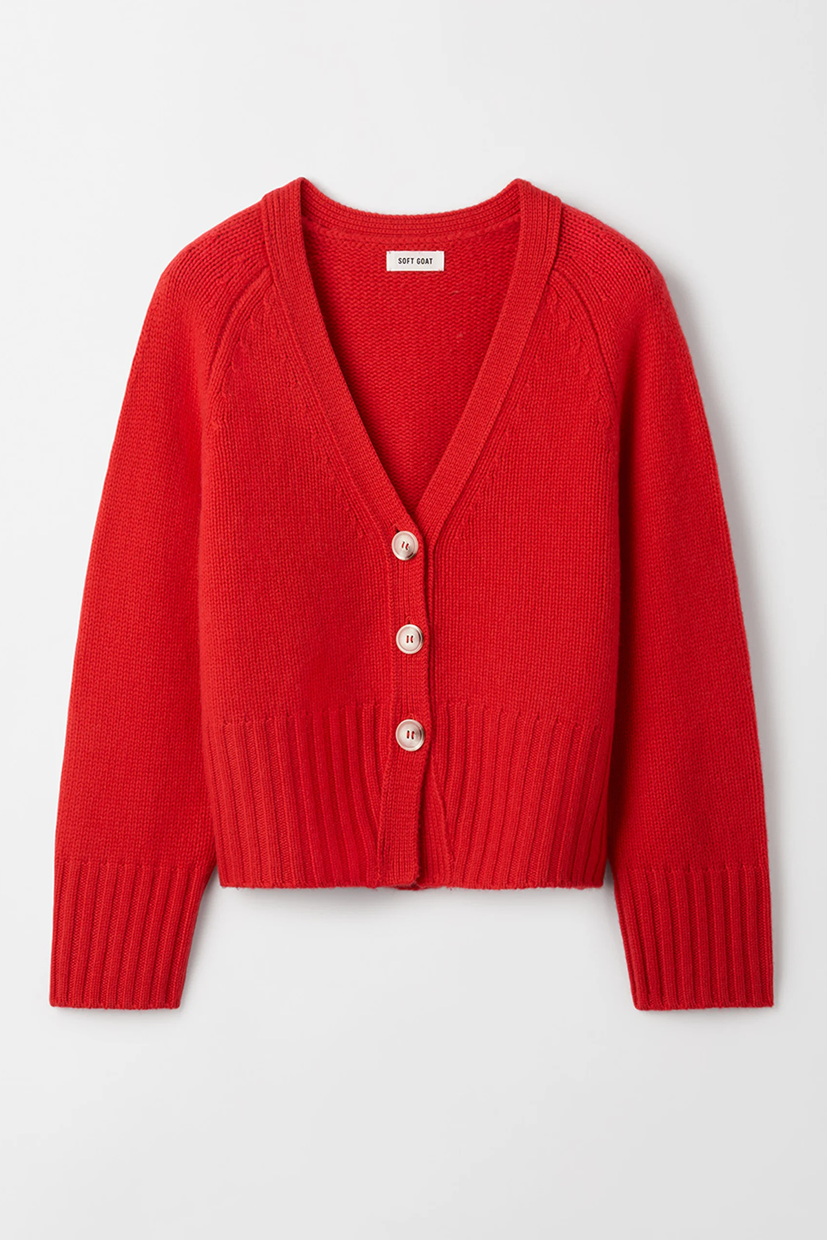 Soft Goat V-Neck Cardigan - Rouge