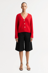 Soft Goat V-Neck Cardigan - Rouge