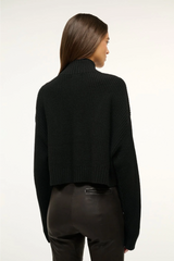Staud Cashmere Cropped Hampton Sweater - Black