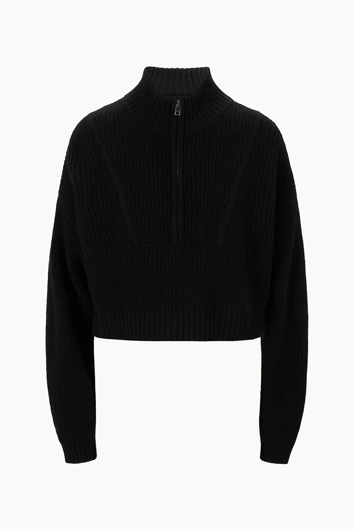 Staud Cashmere Cropped Hampton Sweater - Black