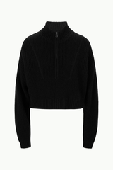 Staud Cashmere Cropped Hampton Sweater - Black