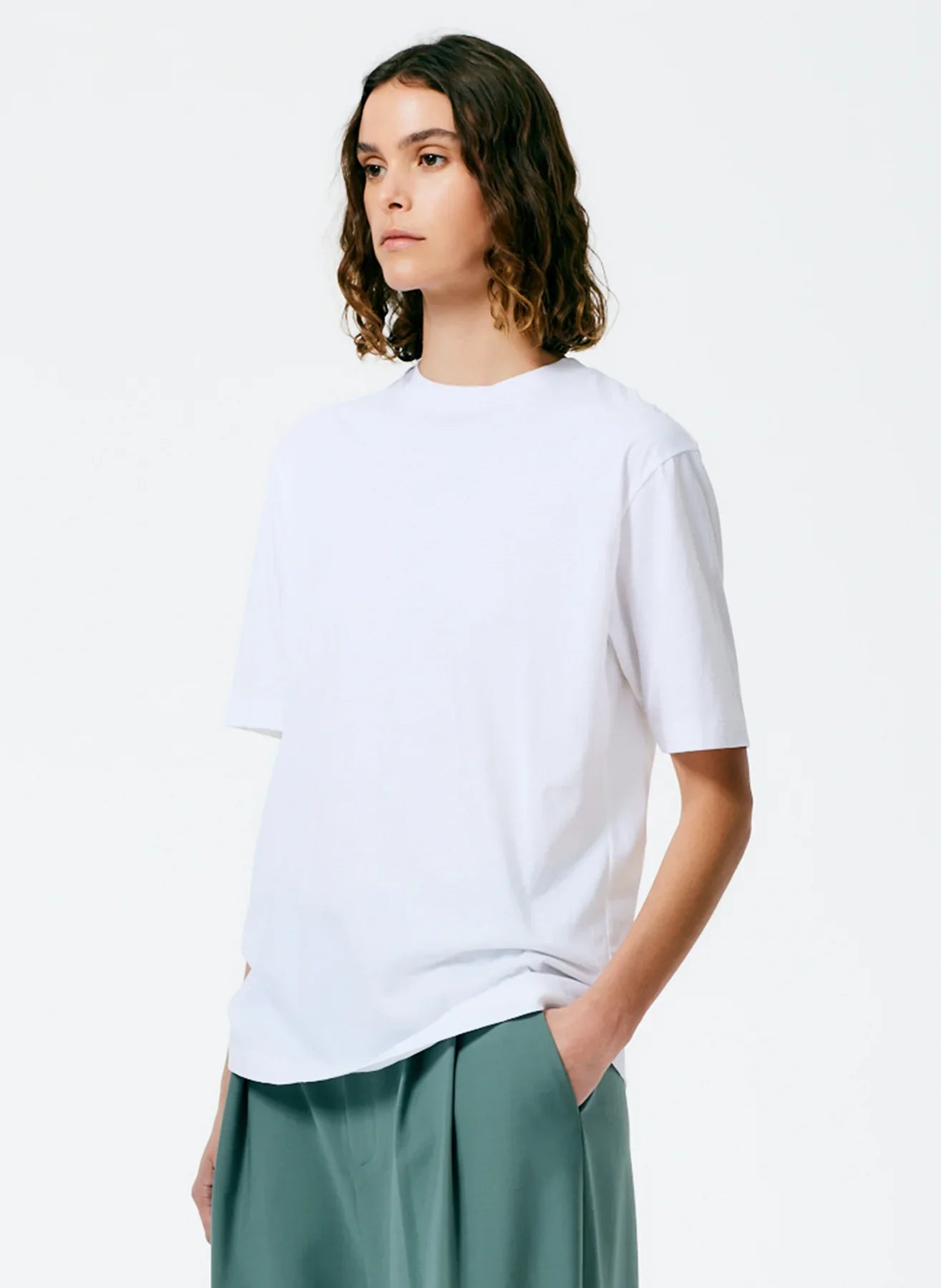 Tibi Tshirt Program Mock Neck Unisex T - White