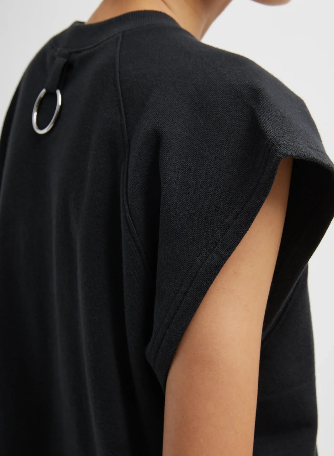 Tibi Light Weight Sweashirting Sleeveless Easy Top - Black