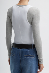Tibi Circular Fine Rib T Tank - White
