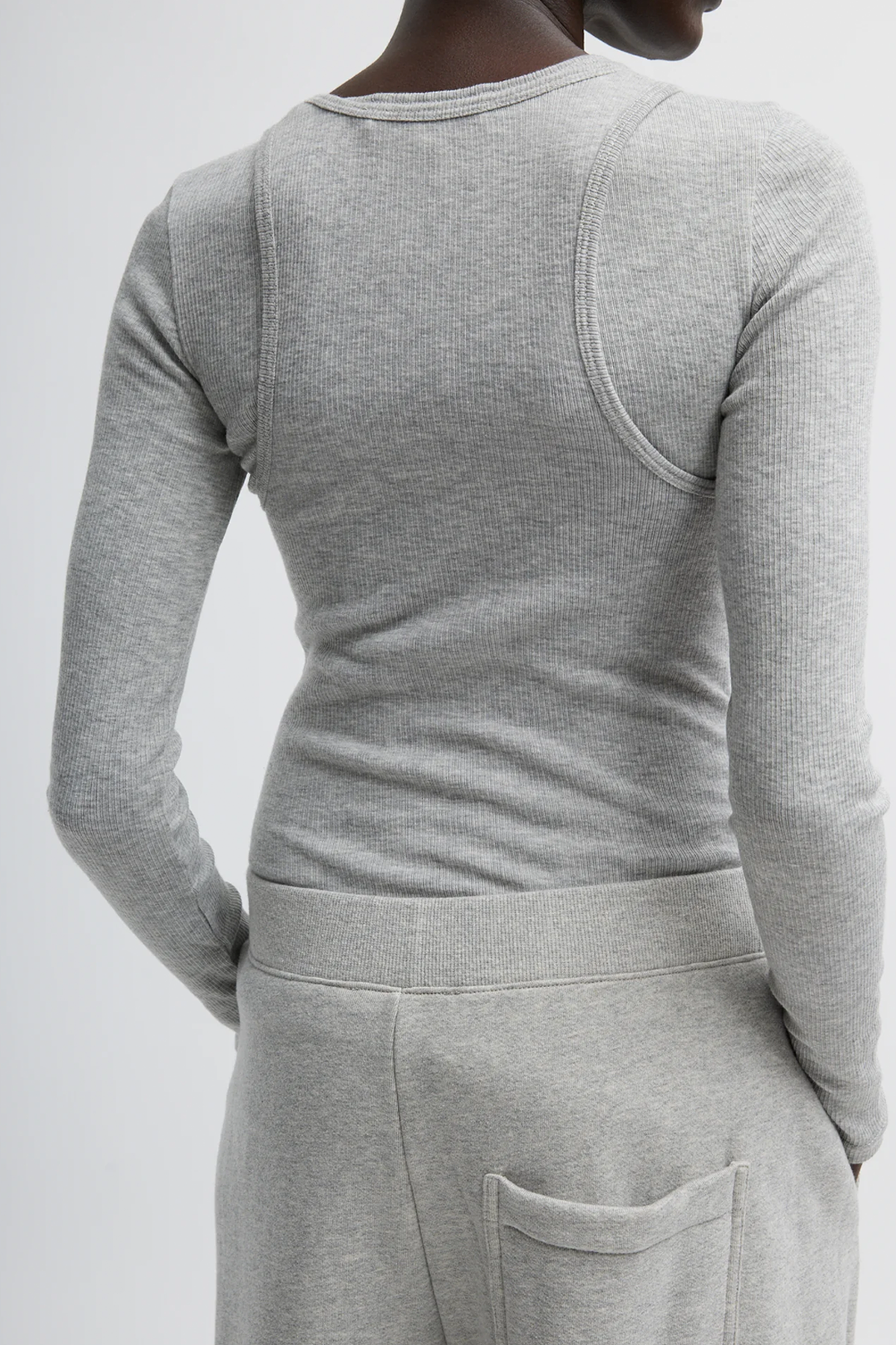 Tibi Circular Fine Rib T Tank - Heather Grey