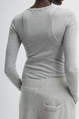 Tibi Circular Fine Rib T Tank - Heather Grey