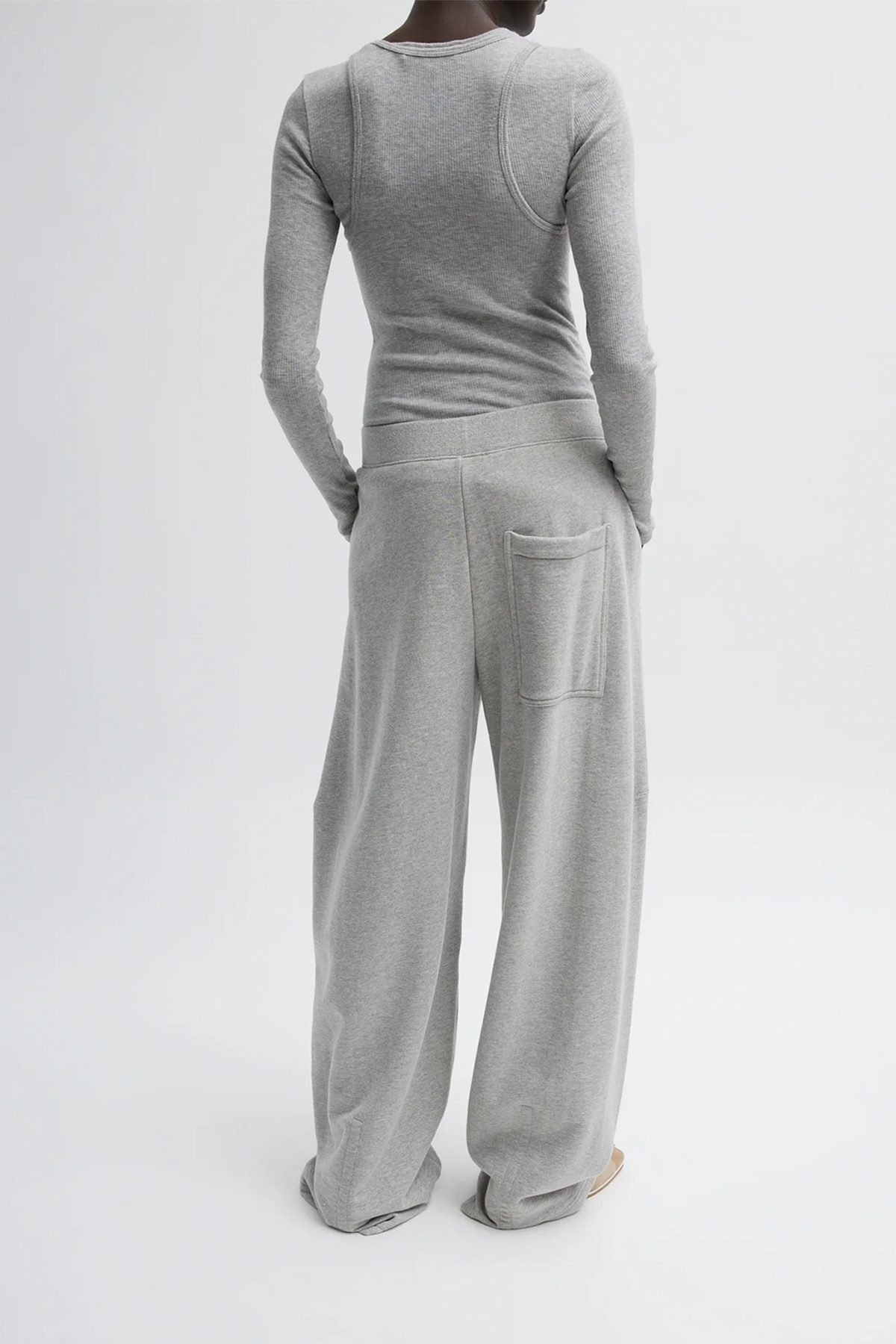 Tibi Circular Fine Rib T Tank - Heather Grey