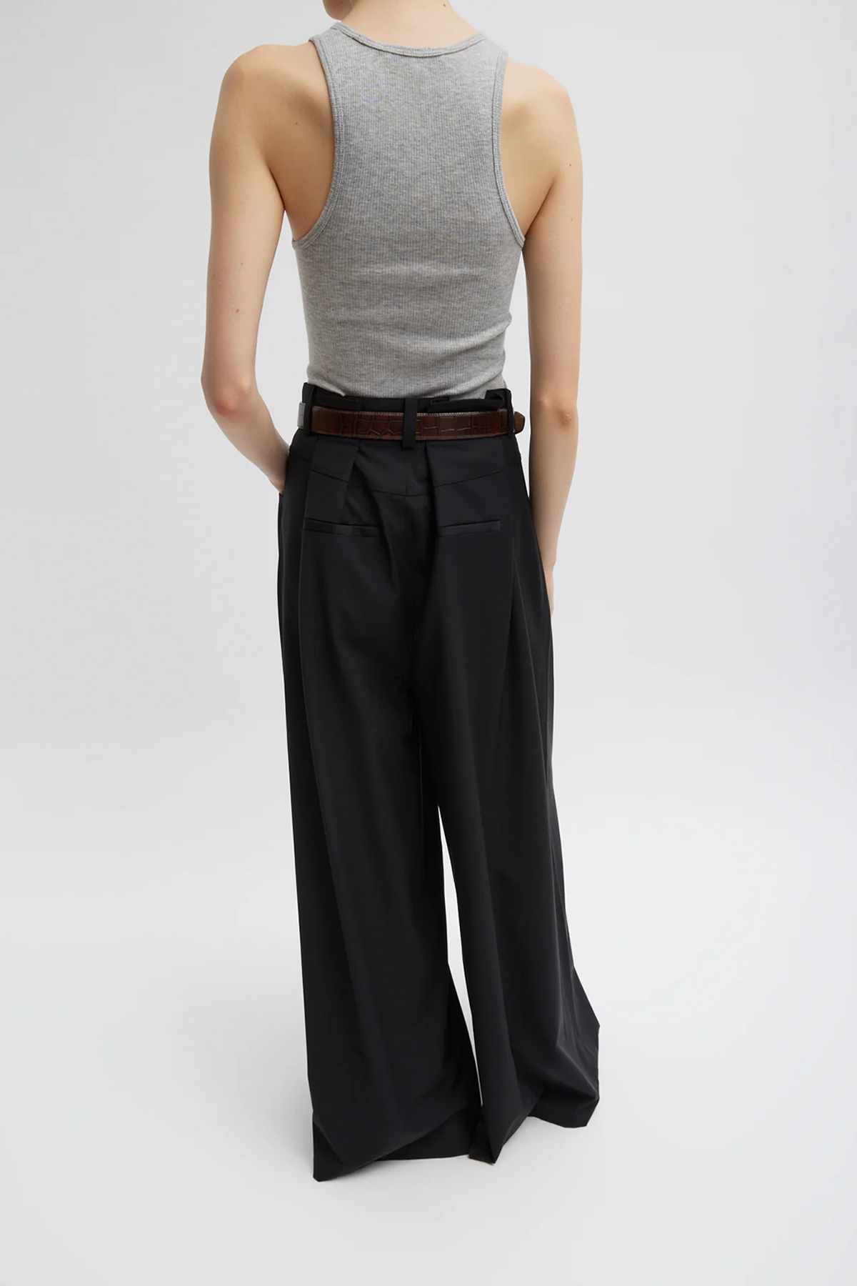 Tibi Circular Fine Rib T Tank - Heather Grey
