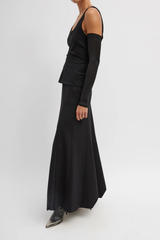 Tibi Compact Ultra Stretch Tucked Panel Maxi Skirt - Black