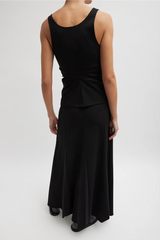 Tibi Compact Ultra Stretch Tucked Panel Maxi Skirt - Black