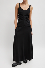 Tibi Compact Ultra Stretch Tucked Panel Maxi Skirt - Black