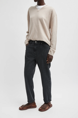 Tibi Nylon Mou Denim Clift Jeans - Black