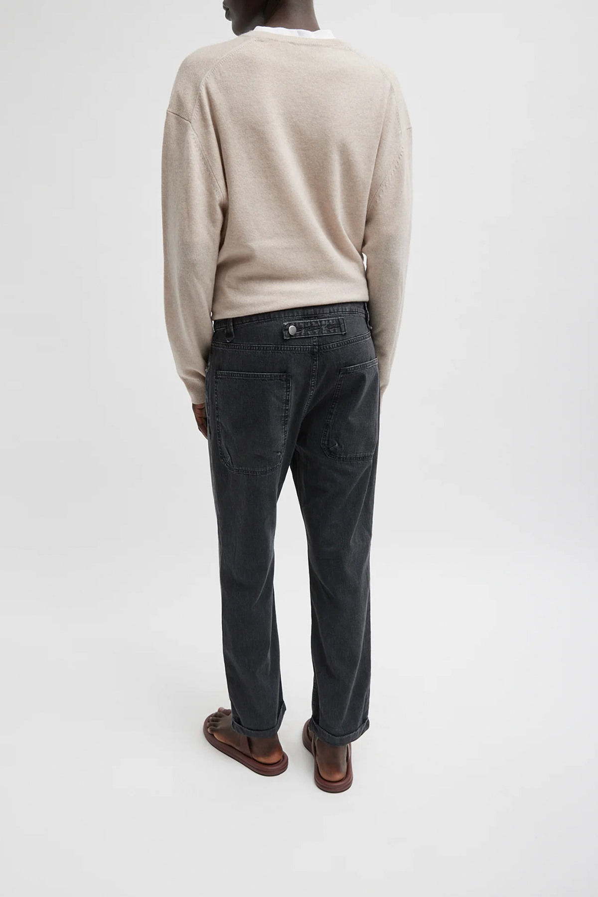 Tibi Nylon Mou Denim Clift Jeans - Black